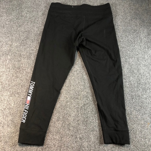 Tommy Hilfiger Sport XL Black Jogger Pants Drawstring Waist Logo Activewear - Picture 8 of 9